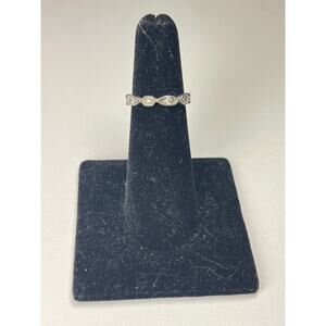 Sterling Silver Band Ring With Marquise-Shaped Motif- Stackable size 4.75
